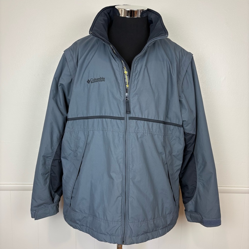 Columbia Coat Mens Convertible Zip Off Sleeves Size XL Dark‎ Gray Zip Front Vest